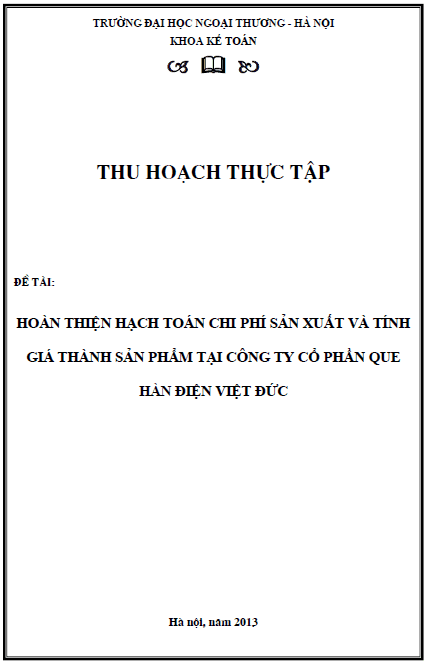hoan thien hach toan chi phi san xuat va tinh gia thanh san pham tai cong ty co phan que han dien viet duc