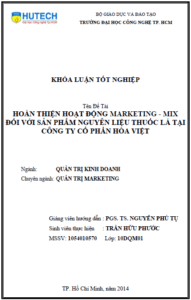 hoan thien hoat dong marketing mix doi voi san phan nguyen lieu thuoc la tai cong ty co phan hoa viet 1