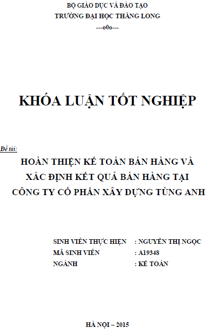 hoan thien ke toan ban hang va xac dinh ket qua ban hang tai cong ty co phan dau tu va xay dung tung anh