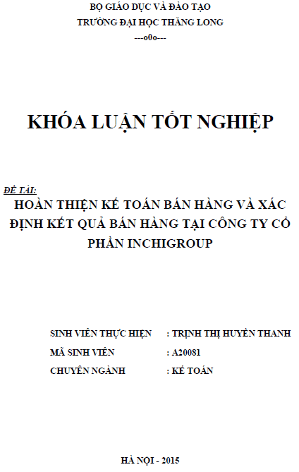 hoan thien ke toan ban hang va xac dinh ket qua ban hang tai cong ty co phan inchigroup
