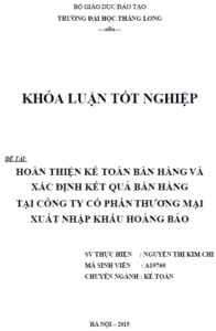 Hoàn thiện kế toán bán hàng và xác định kết quả bán hàng tại Công ty Cổ phần Thương mại Xuất nhập khẩu Hoàng Bảo 8 hoan thien ke toan ban hang va xac dinh ket qua ban hang tai cong ty co phan thuong mai xuat nhap khau hoang bao
