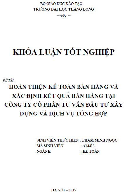 hoan thien ke toan ban hang va xac dinh ket qua ban hang tai cong ty co phan tu van dau tu xay dung va dich vu tong hop