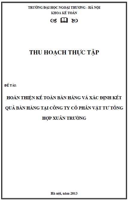 hoan thien ke toan ban hang va xac dinh ket qua ban hang tai cong ty co phan vat tu tong hop xuan truong