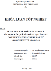 Hoàn thiện kế toán bán hàng và xác định kết quả bán hàng tại Công ty Cổ phần Xuất nhập khẩu Vật tư Nông nghiệp Và Nông sản 4 hoan thien ke toan ban hang va xac dinh ket qua ban hang tai cong ty co phan xuat nhap khau vat tu nong nghiep va nong san
