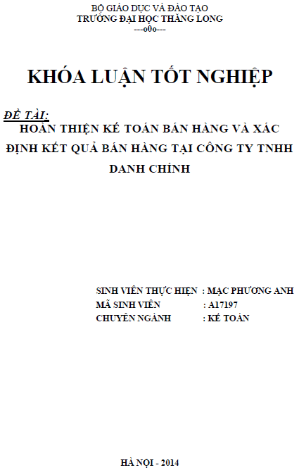 hoan thien ke toan ban hang va xac dinh ket qua ban hang tai cong ty tnhh danh chinh