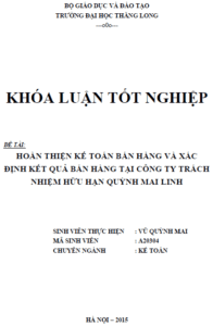 Hoàn thiện kế toán bán hàng và xác định kết quả bán hàng tại Công ty TNHH Quỳnh Mai Linh 20 hoan thien ke toan ban hang va xac dinh ket qua ban hang tai cong ty tnhh quynh mai linh