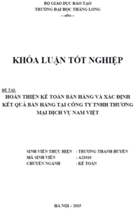 Hoàn thiện kế toán bán hàng và xác định kết quả bán hàng tại Công ty TNHH Thương mại Dịch vụ Nam Việt 14 hoan thien ke toan ban hang va xac dinh ket qua ban hang tai cong ty tnhh thuong mai dich vu nam viet