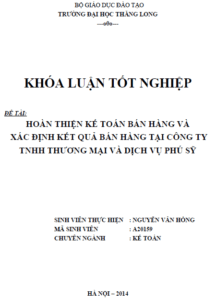 Hoàn thiện kế toán bán hàng và xác định kết quả bán hàng tại Công ty TNHH Thương mại và Dịch vụ Phú Sỹ 8 hoan thien ke toan ban hang va xac dinh ket qua ban hang tai cong ty tnhh thuong mai va dich vu phu sy
