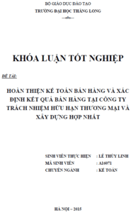 Hoàn thiện kế toán bán hàng và xác định kết quả bán hàng tại Công ty TNHH Thương mại và Xây dựng Hợp Nhất 2 hoan thien ke toan ban hang va xac dinh ket qua ban hang tai cong ty tnhh thuong mai va xay dung hop nhat