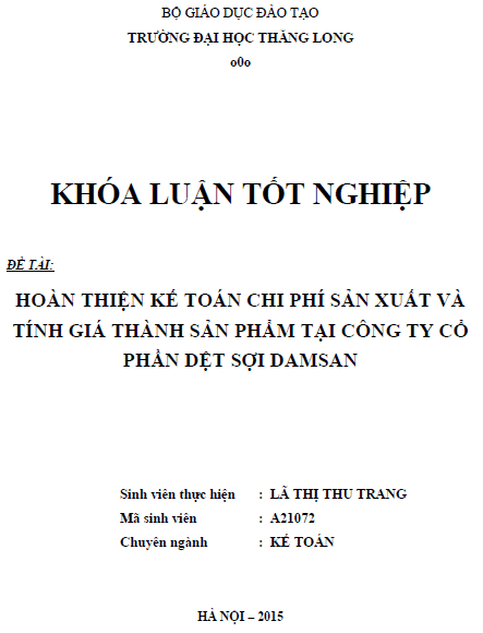 hoan thien ke toan chi phi san xuat va tinh gia thanh san pham tai cong ty co phan det soi damsan