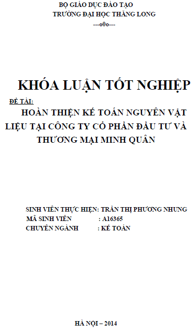 hoan thien ke toan nguyen vat lieu tai cong ty co phan dau tu va thuong mai minh quan