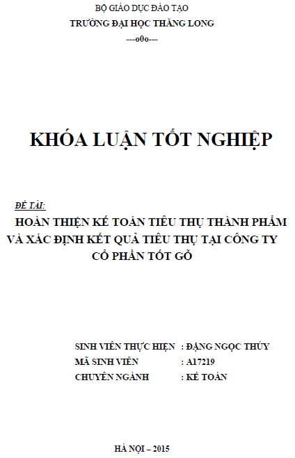 hoan thien ke toan tieu thu thanh pham va xac dinh ket qua tieu thu tai cong ty co phan tot go