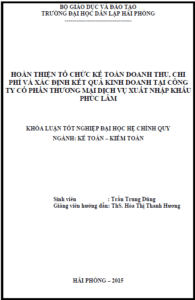 hoan thien to chuc ke toan doanh thu chi phi va xac dinh ket qua kinh doanh tai cong ty co phan thuong mai dich vu xuat nhap khau phuc lam