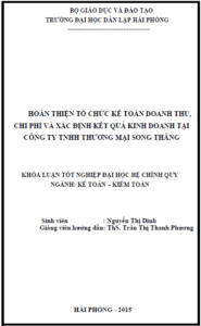 hoan thien to chuc ke toan doanh thu chi phi va xac dinh ket qua kinh doanh tai cong ty tnhh thuong mai song thang