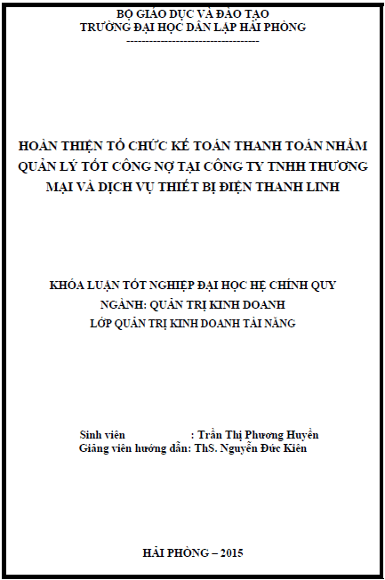 hoan thien to chuc ke toan thanh toan nham quan ly tot cong no tai cong ty tnhh thuong mai va dich vu thiet bi dien thanh linh