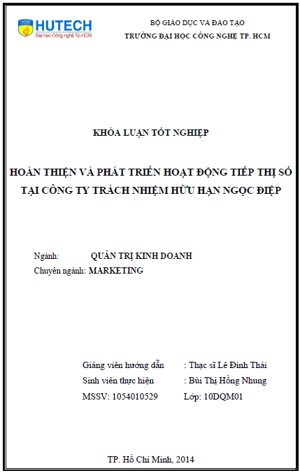 hoan thien va phat trien hoat dong tiep thi so tai cong ty trach nhiem huu han trach nhiem huu han ngoc diep