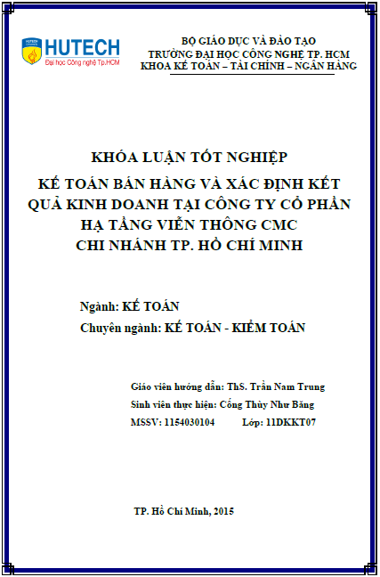 ke toan ban hang va xac dinh ket qua kinh doanh tai cong ty co phan ha tang vien thong cmc chi nhanh thanh pho ho chi minh