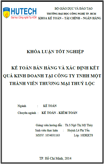 ke toan ban hang va xac dinh ket qua kinh doanh tai cong ty tnhh mot thanh vien thuong mai thuy loc