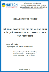 ke toan doanh thu chi phi va xac dinh ket qua hoat dong kinh doanh tai cong ty tnhh tan nhat thai