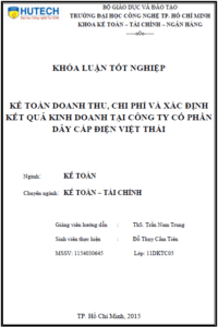ke toan doanh thu chi phi va xac dinh ket qua kinh doanh tai cong ty co phan day cap dien viet thai