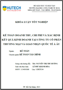 ke toan doanh thu chi phi va xac dinh ket qua kinh doanh tai cong ty co phan thuong mai va giao nhan quoc te a au