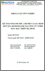 ke toan doanh thu chi phi va xac dinh ket qua kinh doanh tai cong ty tnhh may mac thien ha phat