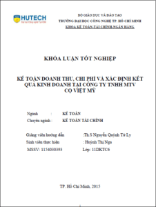 ke toan doanh thu chi phi va xac dinh ket qua kinh doanh tai cong ty tnhh mtv co viet my