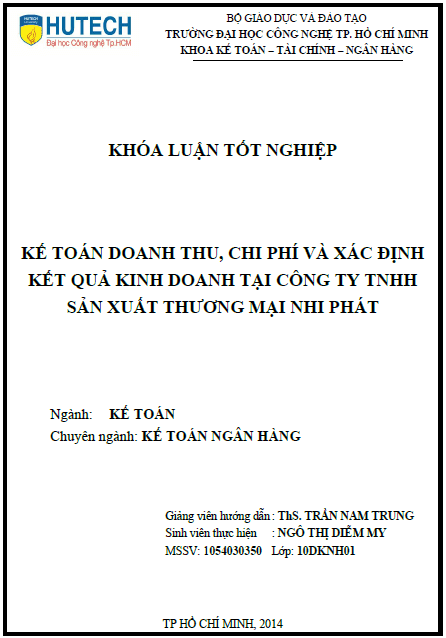 ke toan doanh thu chi phi va xac dinh ket qua kinh doanh tai cong ty tnhh san xuat thuong mai nhi phat
