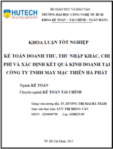 ke toan doanh thu thu nhap khac chi phi va xac dinh ket qua kinh doanh tai cong ty tnhh may mac thien ha phat