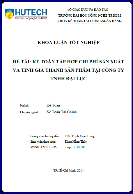 ke toan tap hop chi phi san xuat va tinh gia thanh san pham tai cong ty tnhh dai luc