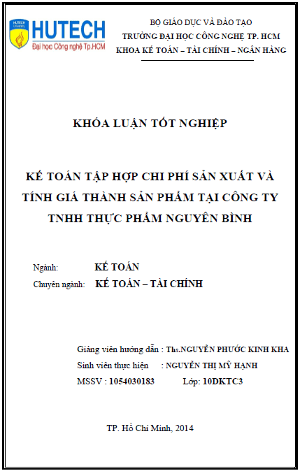 ke toan tap hop chi phi san xuat va tinh gia thanh san pham tai cong ty tnhh thuc pham nguyen binh