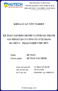 ke toan tap hop chi phi va tinh gia thanh san pham tai cn cong ty cp xi mang ha tien 1 tram nghien cuu phu huu