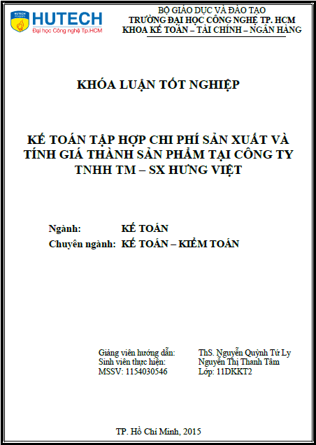 ke toan tap hop chi phi va tinh gia thanh san pham tai cong ty tnhh thuong mai san xuat hung viet