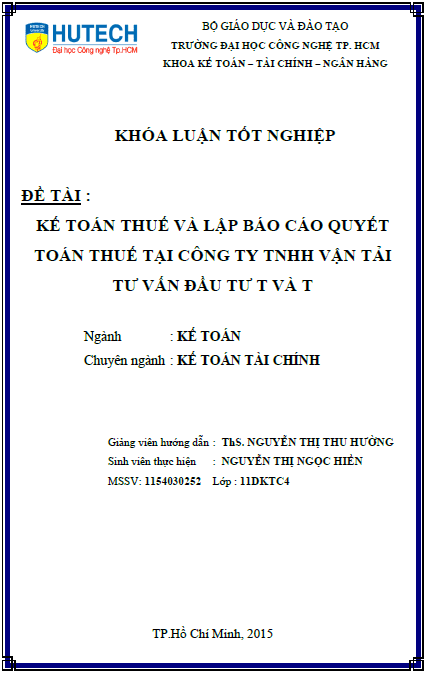 ke toan thue va lap bao cao quyet toan thue tai cong ty tnhh van tai tu van dau tu t va t