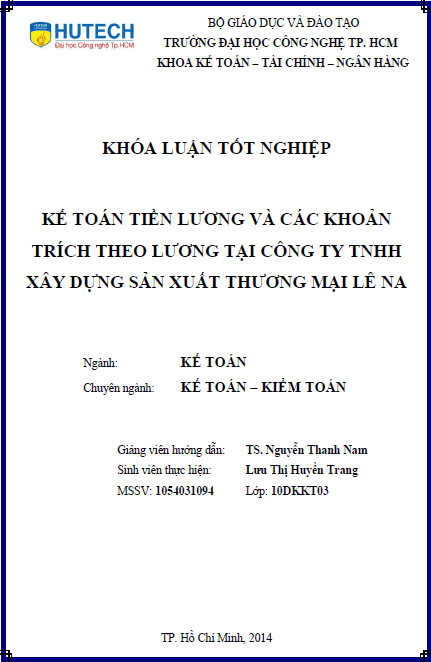 ke toan tien luong va cac khoan trich theo luong tai cong ty tnhh xay dung san xuat thuong mai le na