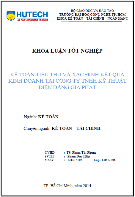 ke toan tieu thu va xac dinh ket qua kinh doanh tai cong ty tnhh ky thuat dien dang gia phat