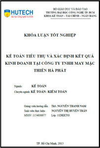 ke toan tieu thu va xac dinh ket qua kinh doanh tai cong ty tnhh may mac thien ha phat