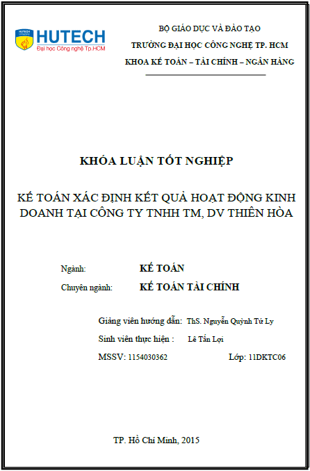 ke toan xac dinh ket qua hoat dong kinh doanh tai cong ty tnhh thuong mai dich vu thien hoa