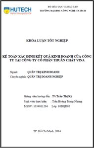 ke toan xac dinh ket qua kinh doanh cua cong ty tai cong ty co phan thuan chat vina