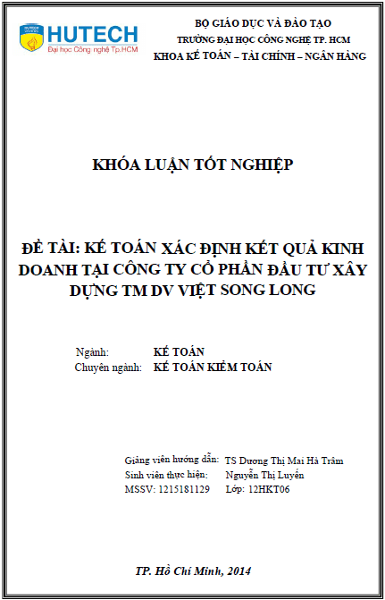 ke toan xac dinh ket qua kinh doanh tai cong ty co phan dau tu xay dung thuong mai dich vu viet song long