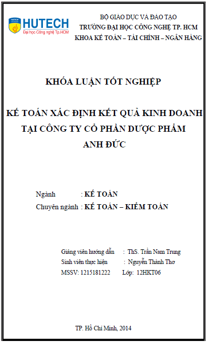 ke toan xac dinh ket qua kinh doanh tai cong ty co phan duoc pham anh duc
