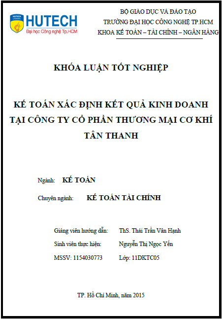 ke toan xac dinh ket qua kinh doanh tai cong ty co phan thuong mai co khi tan thanh