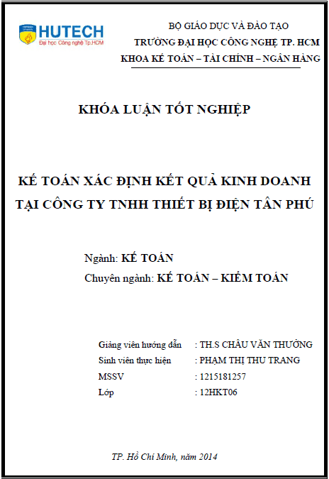ke toan xac dinh ket qua kinh doanh tai cong ty tnhh thiet bi dien tan phu