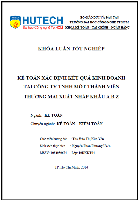 ke toan xac dinh ket qua kinh doanh tai cong ty tnhh thuong mai xuat nhap khau a b z