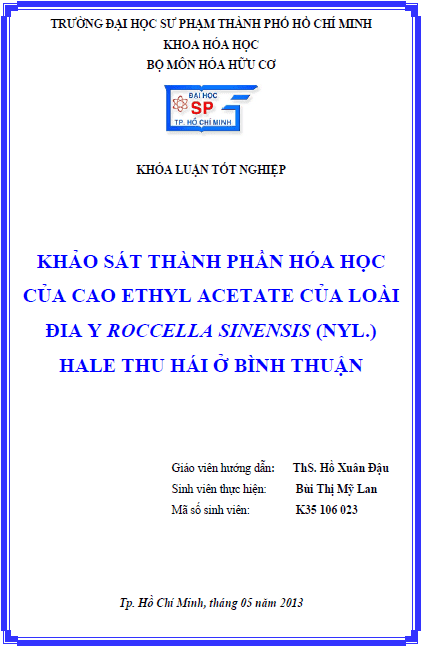 khao sat thanh phan hoa hoc cua cao ethyl acetate cua loai dia y roccella sinensis nyl hale thu hai o binh thuan bui thi my lan