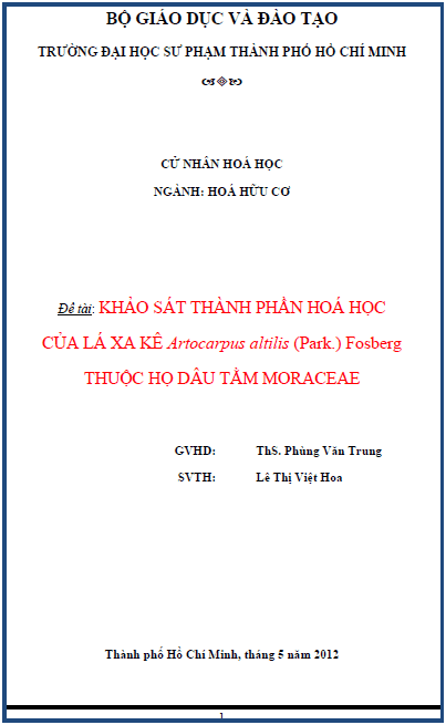 khao sat thanh phan hoa hoc tren la xa ke artocarpus altilis park thuoc ho dau tam moraceae