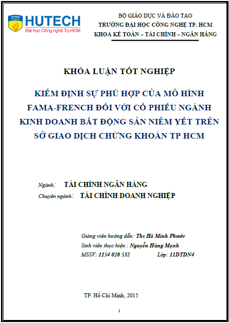 kiem dinh su phu hop cua mo hinh fama french doi voi co phieu nganh kinh doanh bat dong san niem yet tren so giao dich chung khoan thanh pho ho chi minh