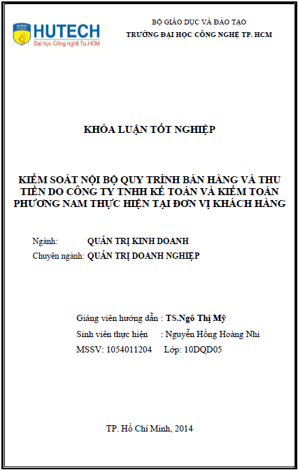 kiem soat noi bo quy trinh ban hang va thu tien do cong ty tnhh ke toan va kiem toan phuong nam thuc hien tai don vi khach hang
