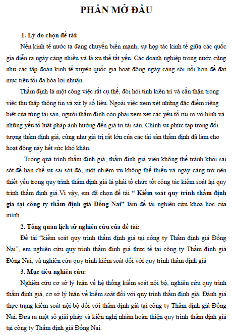 kiem soat quy trinh tham dinh gia tai cong ty co phan tham dinh gia dong nai