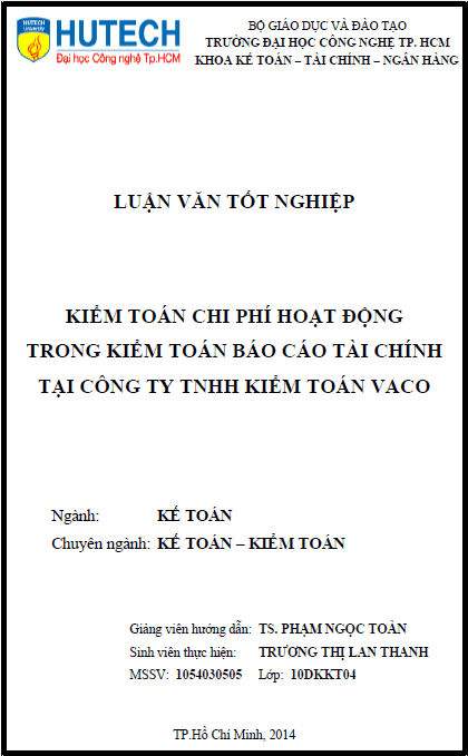 kiem toan chi phi hoat dong trong kiem toan bao cao tai chinh tai cong ty tnhh kiem toan vaco